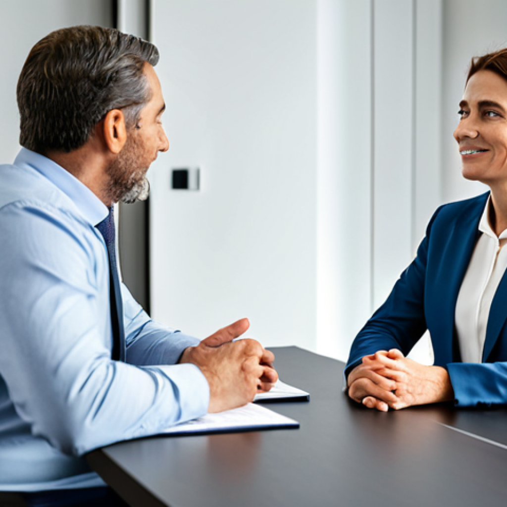 A professional male real estate consultant, wearing a modest business suit, actively listening with an empathetic expression to a middle-aged female client in professional attire. They are seated across a sleek meeting table in a modern, well-lit office, emphasizing human connection and deep understanding over data. The setting is professional and trustworthy.
    fully clothed, modest clothing, appropriate attire, professional dress, safe for work, appropriate content, professional, perfect anatomy, correct proportions, natural pose, well-formed hands, proper finger count, natural body proportions, high quality.