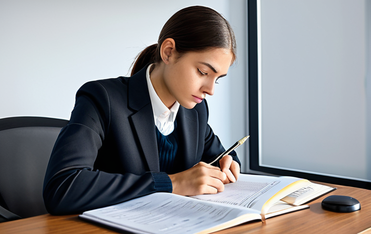 A focused individual, fully clothed in a modest business casual outfit, meticulously analyzing past exam papers and textbooks on a clean, modern study desk. The person is deep in concentration, holding a pen as if highlighting key insights. The desk is orderly, reflecting a strategic approach to learning. The lighting is soft and natural, creating a serene and academic atmosphere. The pose is natural and professional, emphasizing diligent study and analytical thinking. safe for work, appropriate content, fully clothed, professional, perfect anatomy, correct proportions, natural pose, well-formed hands, proper finger count, natural body proportions, professional photography, high quality, realistic.