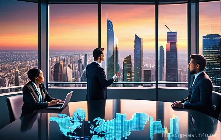 공인중개사 자격증과 부동산 시장 분석 기술 - **Prompt: "Dynamic Global Real Estate Market"**
    A bustling, futuristic cityscape at sunset, with...