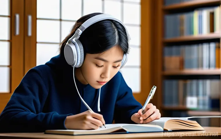 공인중개사 시험과 관련된 팟캐스트 추천 - **Prompt:** A young Japanese adult (20s-30s), dressed in stylish yet modest everyday attire, skillfu...