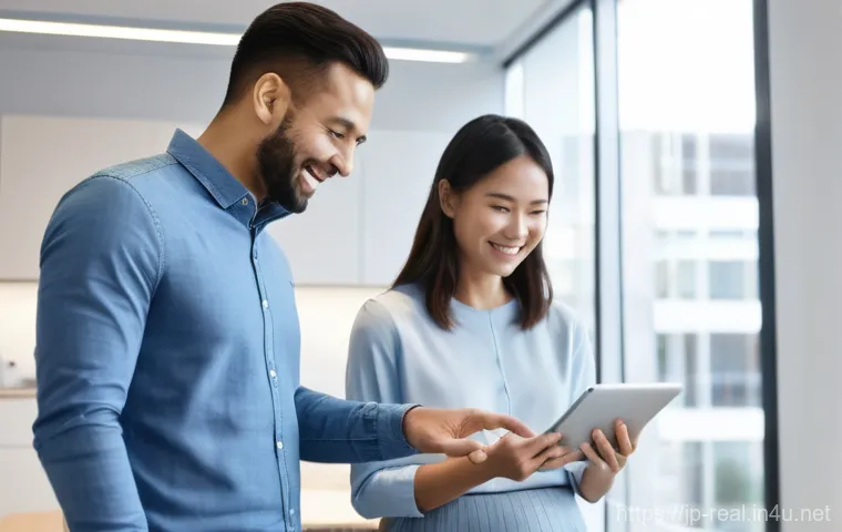 공인중개사 부동산 중개 플랫폼 활용 사례 - **AI-Powered Property Matching and Delighted Clients**
    A bright, modern real estate office with ...