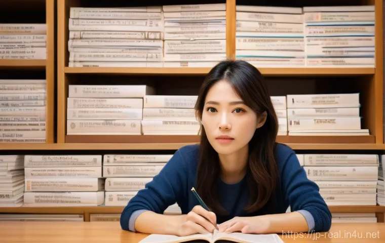 공인중개사 시험 대비 법률 조항 학습법 - A young Japanese woman in her early twenties, dressed in a comfortable yet stylish long-sleeved top ...