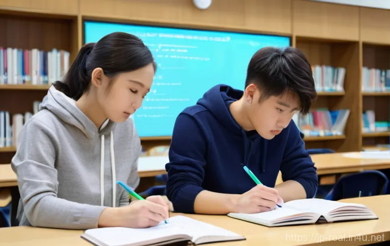 공인중개사 시험 대비 법률 조항 학습법 - A focused Japanese male student in his mid-twenties, wearing a smart casual outfit like a neat sweat...