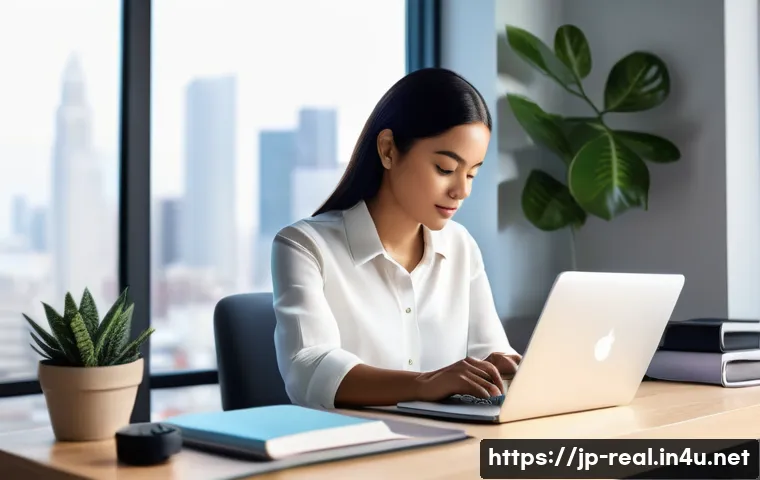 공인중개사 업무 스트레스 관리법 - **Prompt 1: Digital Serenity Amidst Busy Life**
    "A young professional, wearing smart casual atti...