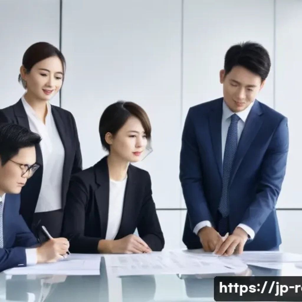 공인중개사와 부동산 관련 직업군의 상호 관계 - **Prompt 1: Collaborative Real Estate Professionals**
    "A group of diverse Japanese real estate p...