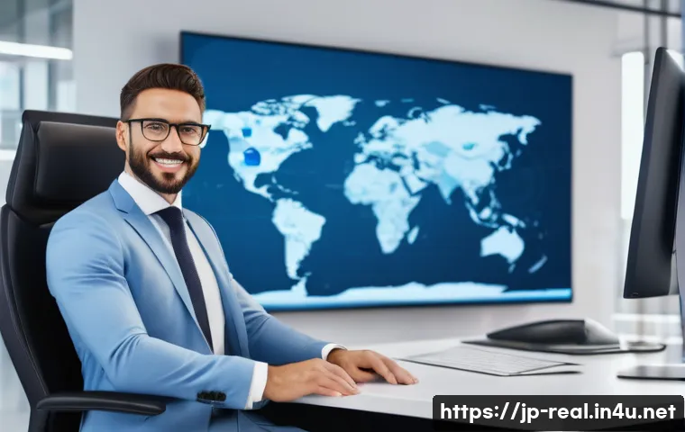 공인중개사와 글로벌 부동산 시장 연결 - A professional real estate agent in a modern international office, dressed in formal business attire...