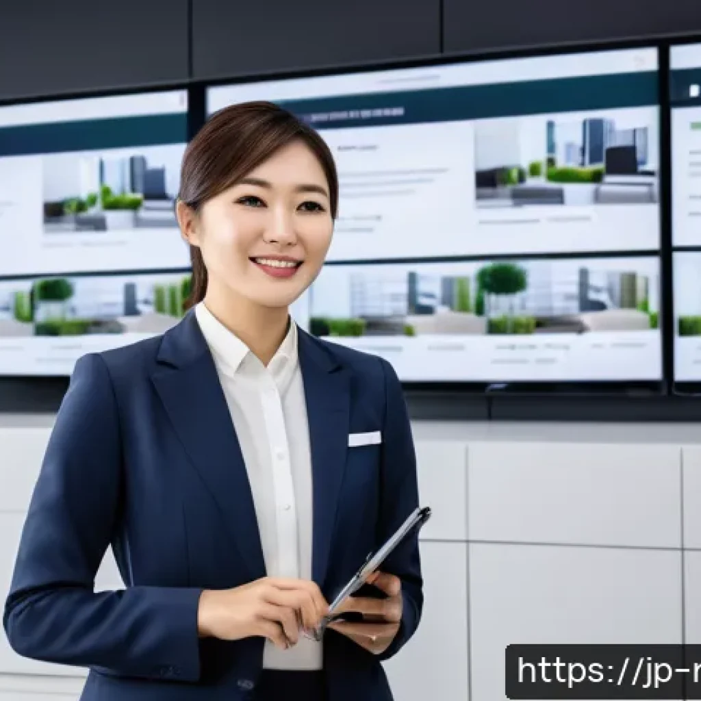 공인중개사 자격증과 취업 연결성 - A professional Japanese real estate agent in modern business attire, confidently explaining property...