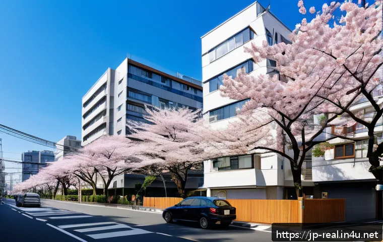 공인중개사 부동산 자문 사례 및 리뷰 - A modern Japanese urban residential scene showing a newly renovated condominium building in a popula...