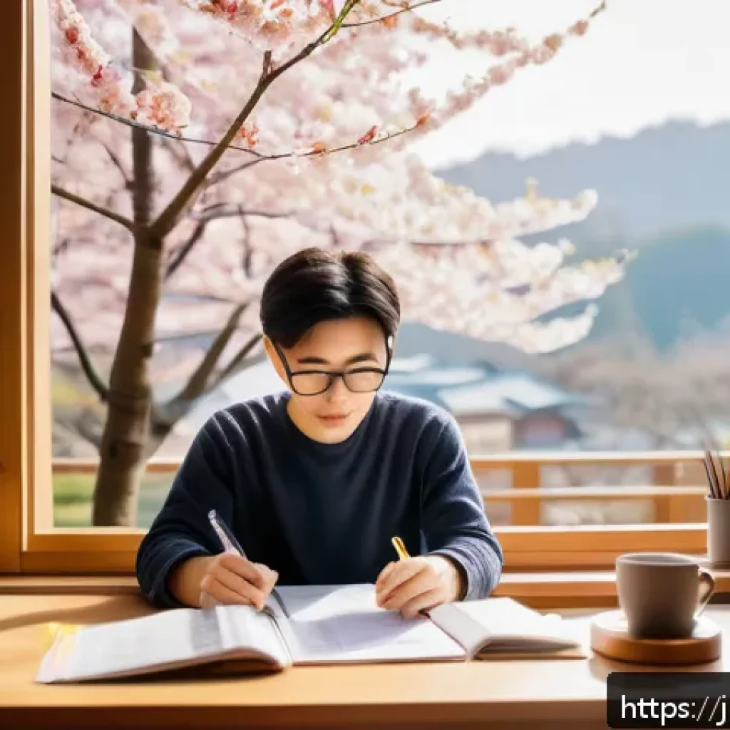 공인중개사 시험 준비를 위한 최적 학습법 - A focused Japanese adult student studying for the Certified Real Estate Appraiser exam in a modern, ...