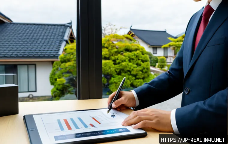 공인중개사 자격증과 지역 부동산 트렌드 - Photorealistic Japanese real estate professional in a neat business suit reviewing a blank certifica...