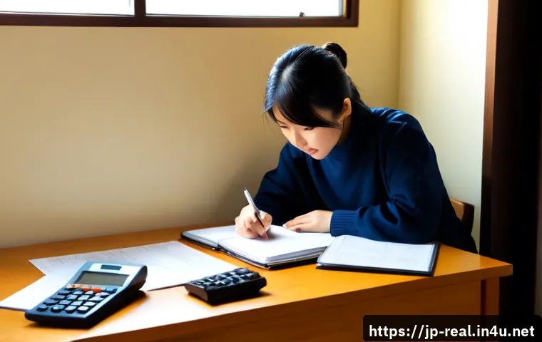 공인중개사 시험 응시생을 위한 꿀팁 - Photorealistic Japanese real estate license exam candidate studying at a tidy home desk, adult in ca...